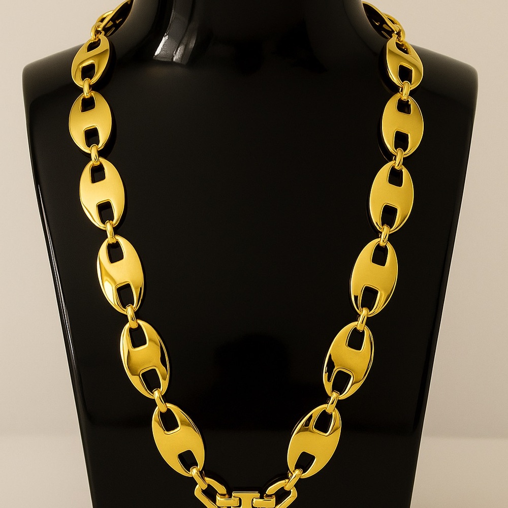 Vintage Givenchy Gold-Tone G-Link Statement Necklace - Made in France